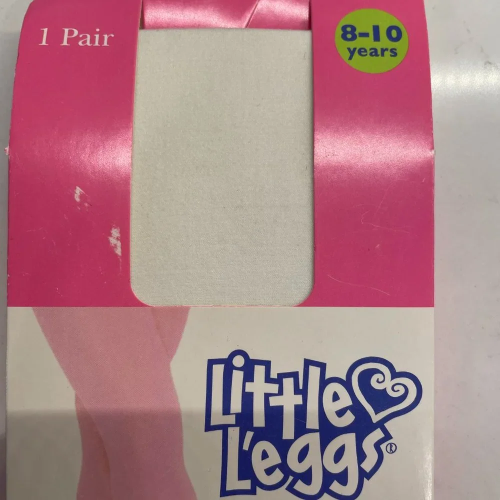 Little L’eggs White Tights Girls Size L For Ages 8-10 NEW
